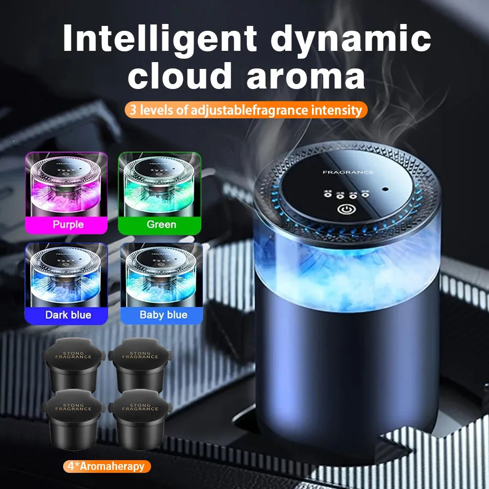 Smart Car Fragrance Diffuser Rechargeable Air Diffuser Auto Air Freshener Cloud Mist with RGB Light Car Interior Deodorizer