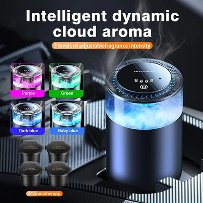 Smart Car Fragrance Diffuser Rechargeable Air Diffuser Auto Air Freshener Cloud Mist with RGB Light Car Interior Deodorizer