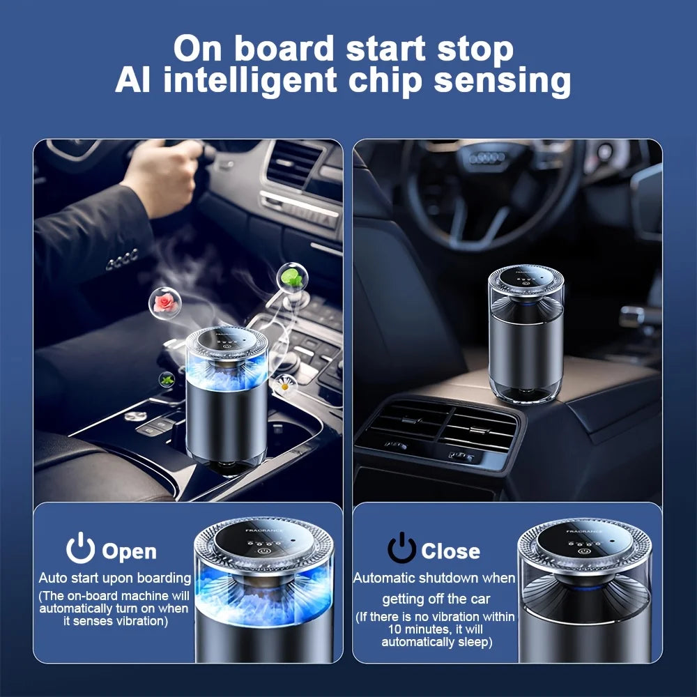 Smart Car Fragrance Diffuser Rechargeable Air Diffuser Auto Air Freshener Cloud Mist with RGB Light Car Interior Deodorizer